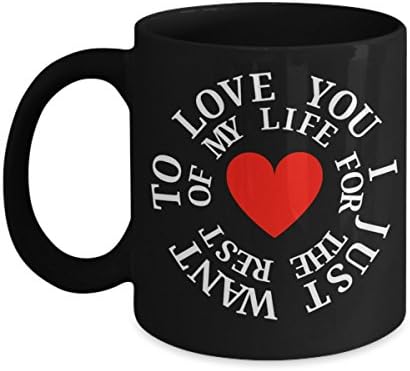 Love You Red Heart Black Coffee Mug