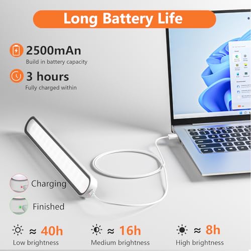 TOPPLEE Magnetic LED Light 2500mAh USB Rechargeable Cabinet Light Dimmable Night Light with Touch Control Suitable for Cabinet, Kitchen, Desk, Reading, Makeup