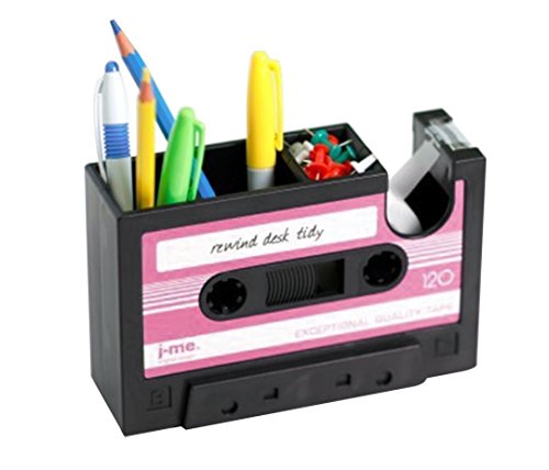 Popular Creative adhesive tape holder Pen holder Vase Pencil Pot Stationery Desk Tidy Container office stationery supplier Gift (Pink)