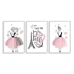 3 Panel Canvas Wall Art - Pink Illustration Series I - Giclee Painting Wall Bedroom Living Room Home Decoration - 16"x24"x3 Panels