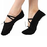 Womens Ladies Canvas Ballet Dance Gymnastics Yoga Shoes Flats Black 39#