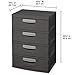 Sterilite 01743V01 4 Drawer Unit, Flat Gray with Black Handles & Drawer Interiors, 1-Pack