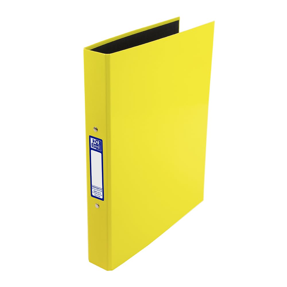 Oxford Premium A4 Ring Binder, Yellow Single Folder, 25mm Capacity, Laminated Paper on Board