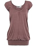 Bepei Women Hip Length V Neck Top Solid Short Sleeve T Shirt Tunic Blouse