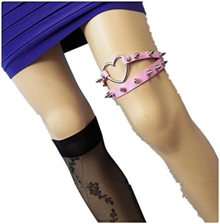 HUSUP® Popular And Sexy Harajuku Style Punk Style Leather Elastic Suspender Heart Rivets Leg Garter Belt