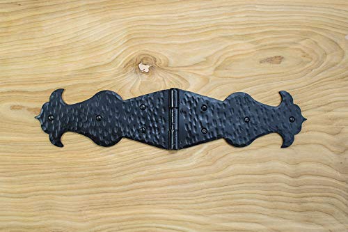 Decorative Spear Strap Hinge 13.5" For Doors or Gates Rustic Hammered Iron Black Finish Hand Crafted Borderland Rustic Hardware