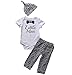 Cute 3pcs Newborn Baby Boys Little Man Romper+Beard Pants+Hat Outfits Set