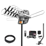 2019 Version HDTV Antenna Amplified Digital Outdoor Antenna -150 Miles Range-360 Degree Rotation Wireless Remote-Snap- Wireless Remote Control - UHF/VHF 4K 1080P Channels- On Installation Support 2 TV