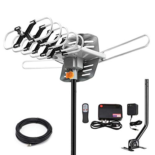 2019 Version HDTV Antenna Amplified Digital Outdoor Antenna -150 Miles Range-360 Degree Rotation Wireless Remote-Snap- Wireless Remote Control - UHF/VHF 4K 1080P Channels- On Installation Support 2 TV