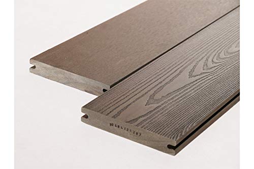 Handmuster/Muster BPC Massivdiele, 20 (Stärke) x 120 mm (Breite), einseitig glatt gebürstet/einseitig Holzoptik, braun… – Bild 3