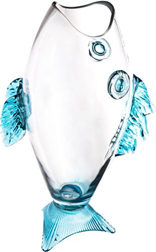 Palais Glassware 'Bol de Poisson' Clear Glass Standing Fish Shaped Bowl with Aqua Finish (14.5