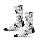 Japanese Chin Dog Gray Zigzag Novelty Cuff Crew Men