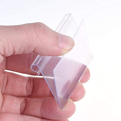 Y-Axis 24 Pack Clear Plastic Rotate POP Clip-on Style Merchandise Sign Display Clip Tag Holders (12 Pack) + Wire Shelf Retail Label Holders (12 Pack)