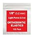 1/8 Inch Orthodontic Elastic Rubber Bands, 100 Pack, Natural, Light 2.5 Ounce Small Rubberbands Dreadlocks Hair Braids Fix Tooth Gap, Free Elastic Placer for Braces
