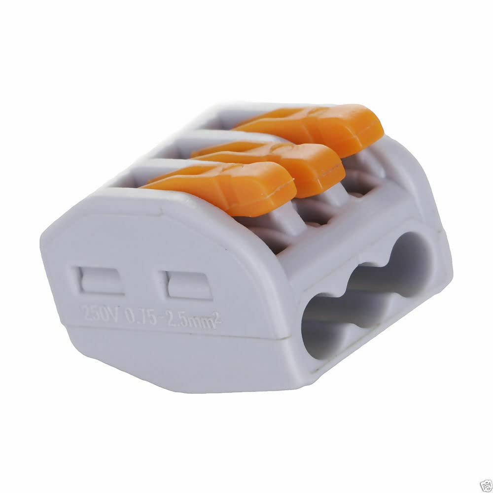 DCVOLTAGE 50pcs Lever-Nut Wire Connectors 3 Port Clamp 32A Conductor Compact Wire Connectors Quick Splicing Connector Cable Terminal Block Spring Connector.