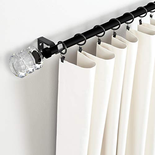 Sheffield Home, AMG, and Enchante Accessories, 3 Ring Crystal Curtain Rod, 36 to 66-Inch, Matte Black - Thumbnail 3