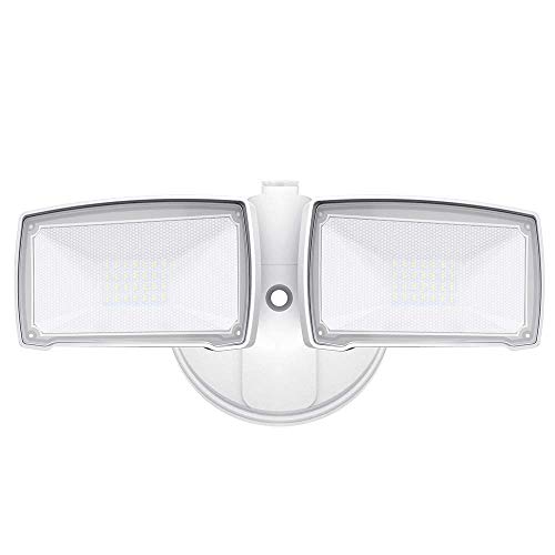 LEPOWER 3000LM Dusk to Dawn LED Security Light Outdoor, 28W Super Bright Flood Light Outdoor with Photocell, 6000K White Light, Full Metal, IP65 Waterproof, 2 Heads Exterior Light for Backyard, Porch