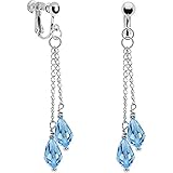 Body Candy Handcrafted Brilliant Blue Chain Drop Clip Earrings Created with Swarovski Crystals