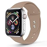 RUOQINI Compatible with Apple Watch Band 44mm,Sport Silicone Soft Replacement Band Compatible Apple Watch Series 4, M/L Walnut