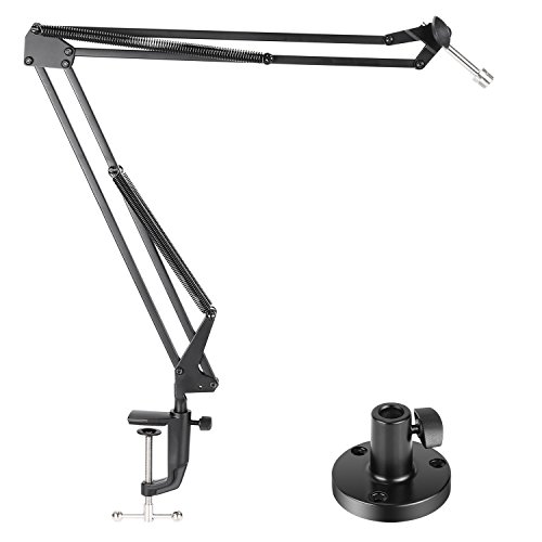 Neewer Microphone Suspension Boom Scissor Arm Stand, 360 Degree Rotation Swivel Mount with 2 Mount Ways(Screw or Clamp) for Samson Blue Yeti Blue RODE Snowball SM7 (NW-077S PRO)