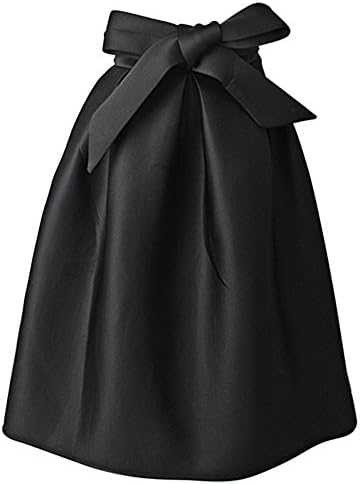 TrendsGal Women's Vintage High Waist Bowknot Pleated Midi Swing Skirt (Black M)