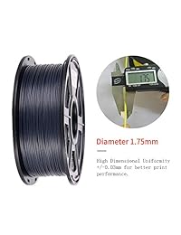 SunTop Filamento 3D de fibra de carbono PLA de 0.069 in, cumple con Rohs, 2.2 lbs (2,2 libras), precisión dimensional +   0.001 in, negro