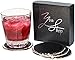 YouShop Luxury Coasters for Drinks - Premium Metal, Black Leather, Velvet Base | Contemporary and Clean Style, Modern Coaster Set for Living Room, Kitchen, or Office Cup Coasters | Protect Furniture