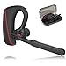 Audioxa Bluetooth Headset, Hands Free Dual Mic Noise Cancelling Wireless Earpiece for Office/Business/Truckers/Driver (Black with red)