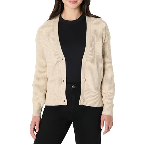 Amazon Essentials Cardigan Côtelé Doux Au Toucher Femme, Beige, XS