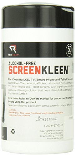 Read Right Alcohol-Free ScreenKleen, 50 Wipes per Tub (RR1491)