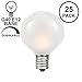 Novelty Lights 25 Pack G40 Frosted White Outdoor Globe Bulbs, Light Bulbs Glass Incandescent Bulbs with 3000 Hour Lifespan, Globe String Lights Replacement Bulbs