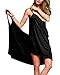 Baonmy Womens Bikini Cover Up Spaghetti Strap Backless Beach Dress Swimwear (Black)