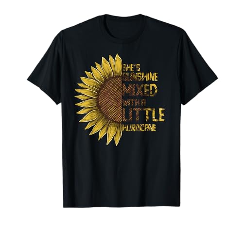 Women She's Sunshine Mixed Hurricane Sunflower lovers T-Shirt at Amazon