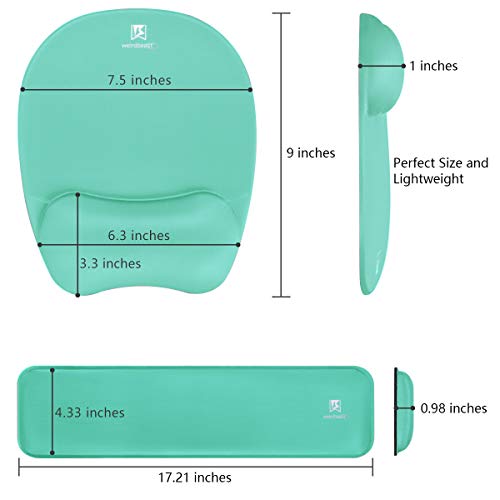 Keyboard Wrist Rest Mouse Pad Wrist Support for Computer Desktop/Laptop/Notebook Memory Foam Keyboard Pad Ergonomic Hand Rest Wrist Cushion for Home Office Gaming Easy Typing Pain Relief-Green - Thumbnail 6