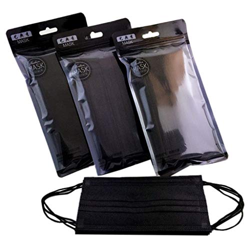 Hacloser Disposable Black Face Mask for Dust, Non-Woven Mouth Mask 3 Layer Smoke Protection Medical Surgical (20Pcs)