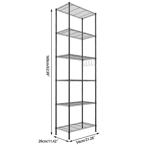 BATHWA 6Tier Metal Wire Rack, Free Standing Shelving Unit, Adjustable