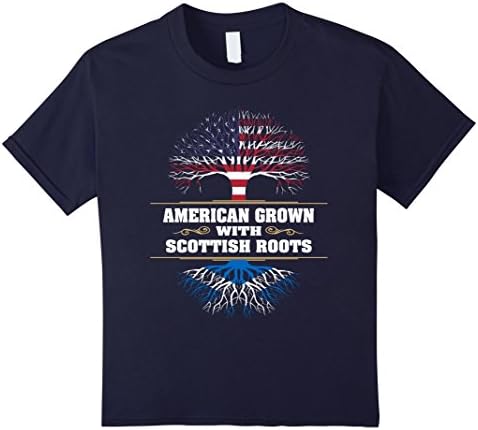Kids Scotland T-Shirt American Grown Scottish Roots 12 Navy