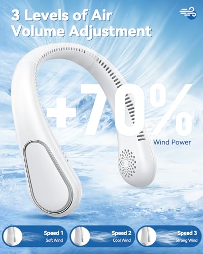DoXtreme USB Rechargeable Bladeless Neck Fan - Mini Portable 360° Fan with 3 Speeds Ultra Quiet (35dB) for Travel, Office, Home | Powerful Airflow | 7 Hours Autonomy