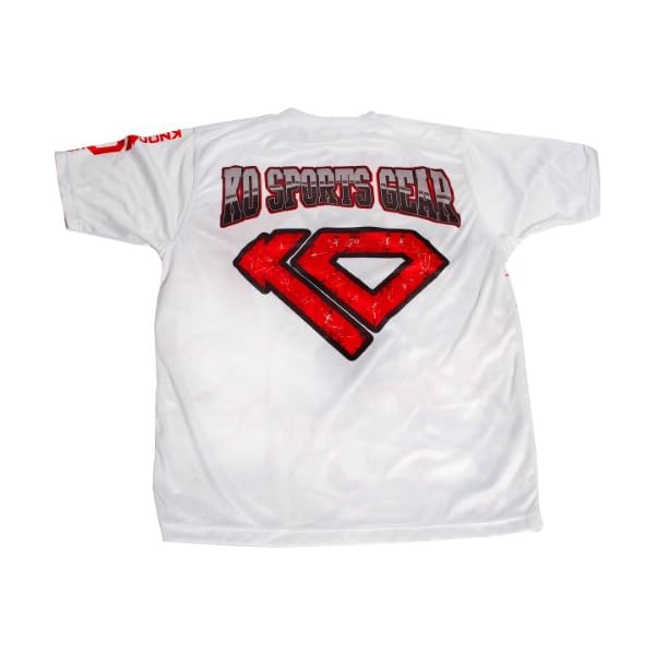KO-Sports-Gear-Rash-Guard-Dragon-Design-Red-and-White-Shortsleeve-For-Brazilian-Jiu-Jjitsu-Grappling-and-Mixed-Martial-Arts