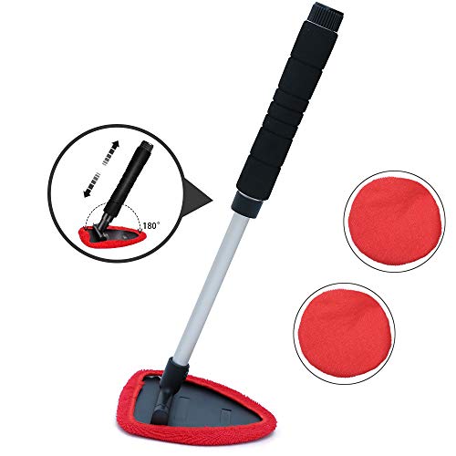 Windshield Window Cleaner Tool, Unbreakable Extendable Long-Reach Handle, Unique Pivoting Triangular - //coolthings.us
