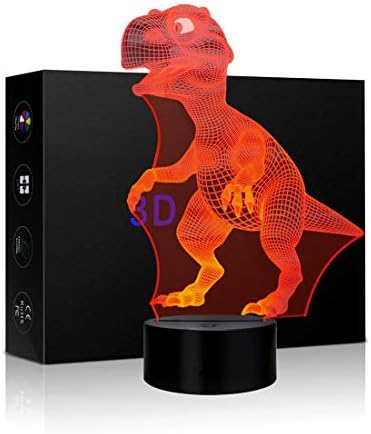 Dinosaur 3D Night Light Touch Table Desk Lamp Dinosaur Projection LED Lamp, Suitable for Baby Nursery Nightlight for Kids' Room Home Décor Xmas Birthday