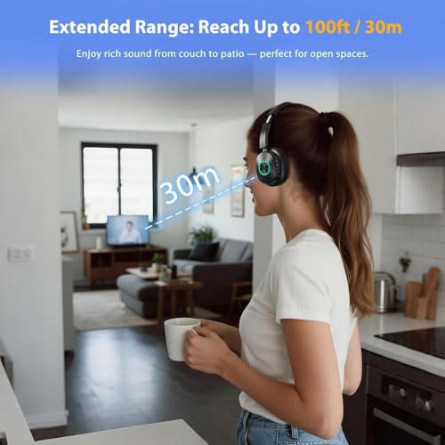 Wireless Headphones for TV Watching, TV Headphones Wireless for Seniors with 3 Audio Modes, Headphone for TV with Transmitter Charging Base, No Delay Over Ear Headset, Gifts for Parents/Elderly