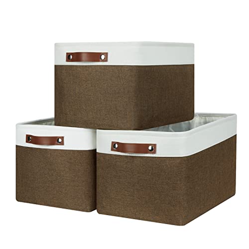 HNZIGE Fabric Storage Baskets Large Storage Baskets (3 Pack) Decorative