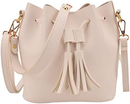 Jiaruo Mini Women Leather Tassel Design Small Ladies Drawstring Bucket Crossbody bag Handbags