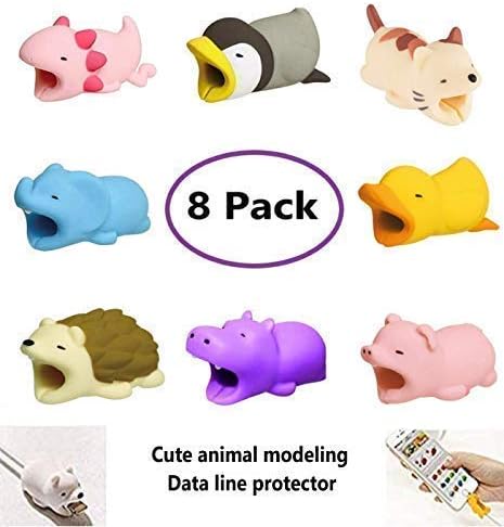 8 Packs Animal Cable Bite USB Charger Data Protection Cover for iPhone Ipad Mini Wire Protector Cable Cord Phone Cord Creative Accessories Gifts