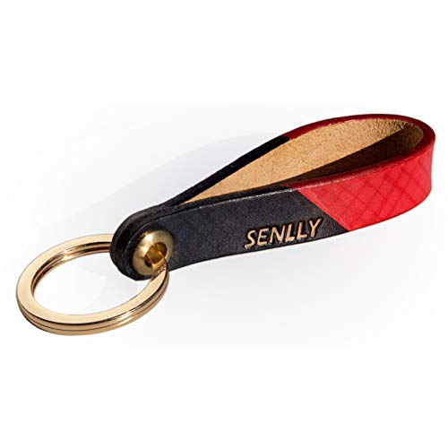 SENLLY Hand-Painted Lanyard Genuine Leather Handmade Man Woman Key Chain Holder With Brass Ring Durable Wristlet Strap for KeyChain, Car keys, Cell Mobile Phone, Charms, Lightweight Items