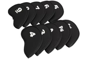 Pack of 10Pcs Golf Head Cover Club Iron Putter Head Protector Set Neoprene Black