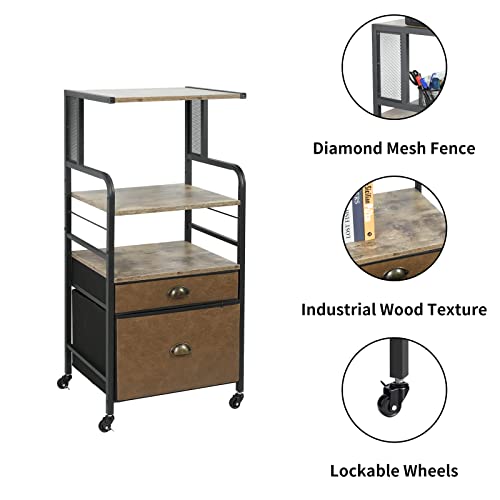 Rolling File with Shelves, XXL Size Home Printer Shelf Stand