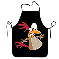 Scared Chicken Cartoon Print Home Apron For Tailgating BBQ Grill Pit Master Black