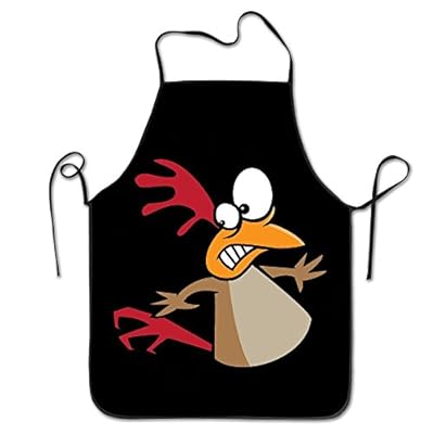 Scared Chicken Cartoon Print Home Apron For Tailgating BBQ Grill Pit Master Black